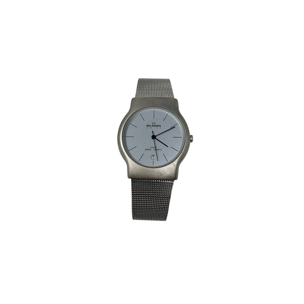 Skagen Denmark 14USS Ultra Slim Date Watch Swiss Movement Stainless Steel